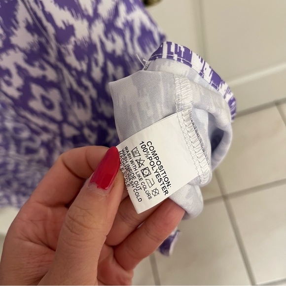 NWOT Women's Boho Floral V Neck Ruffle Maxi Dress Flowy, Purple and White, XL - Picture 7 of 9